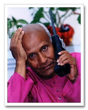 Sri Chinmoy on the phone... Sri Chinmoy on the phone...